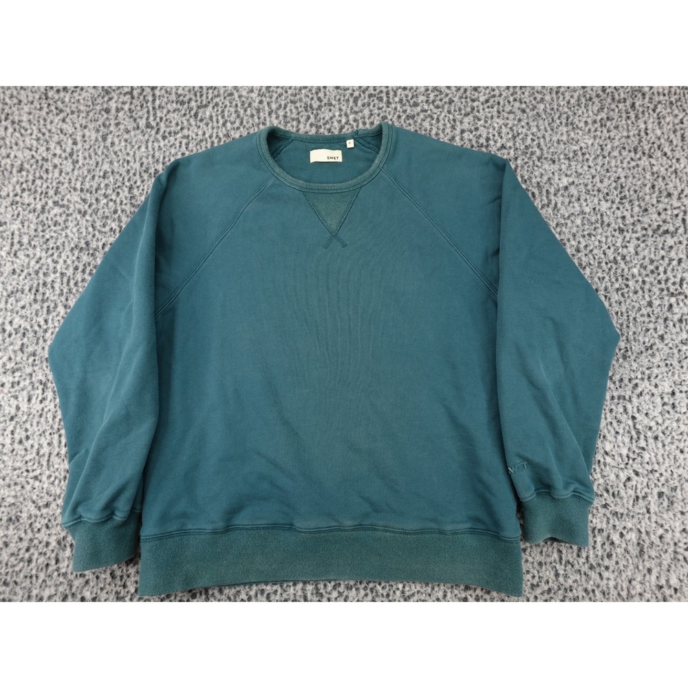 SWET Tailor Sweatshirt Mens Medium Teal Green Raglan Sleeve Crewneck Pullover‎